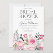 美しいエレガント赤面フラワーズブライダルシャワー 招待状 (正面)