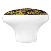 美しいエレガント金ゴールドとブラックディアダムデザイン セラミックノブ (側面)