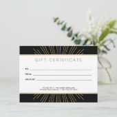 美しいエレガント金ゴールド日が差すことブラックギフトカード 招待状 (スタンド正面)