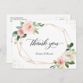 美しいエレガント金ゴールド赤面フローラありがとう ポストカード (正面/裏面)