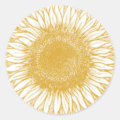 美しいエレガント黄色のひまわり秋結婚の ラウンドシール (正面)