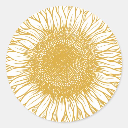 美しいエレガント黄色のひまわり秋結婚の ラウンドシール (正面)