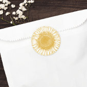 美しいエレガント黄色のひまわり秋結婚の ラウンドシール