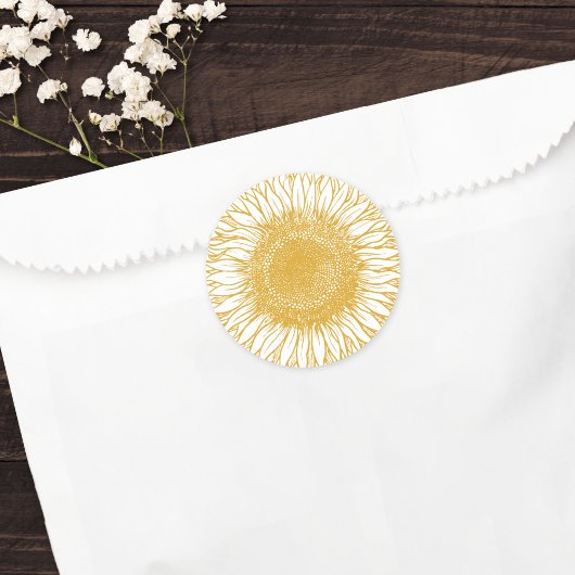 美しいエレガント黄色のひまわり秋結婚の ラウンドシール