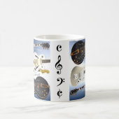 美しいエレキギターの装飾が付いている白いマグ コーヒーマグカップ (中央)