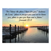 美しいエレミヤ29:11湖の夕日 フォトプリント (正面)