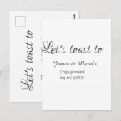 美しいエンゲージメントパーティーの名前と日付を祝おう エレガント ポストカード (正面/裏面)