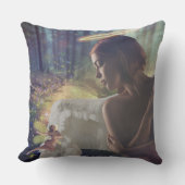 美しいエンジェルと妖精ファンタジーアート クッション (正面)