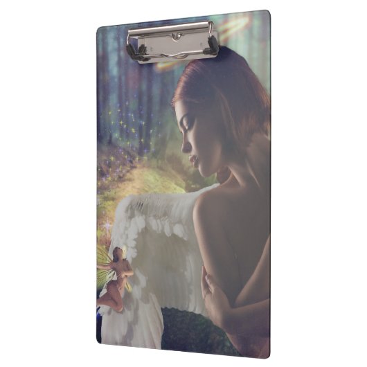 美しいエンジェルと妖精ファンタジーアート クリップボード (左)