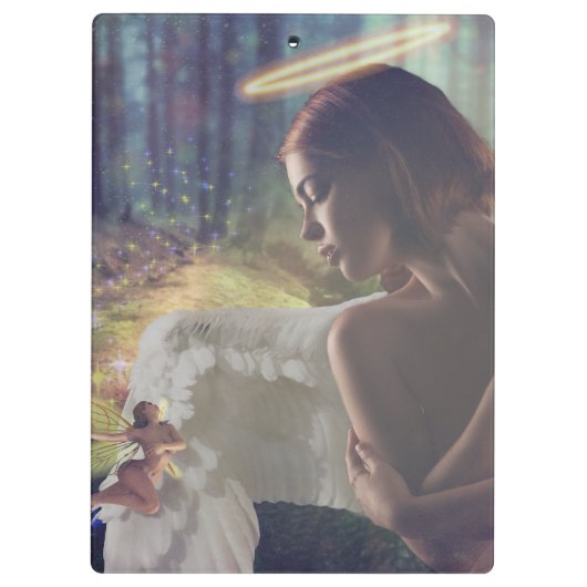 美しいエンジェルと妖精ファンタジーアート クリップボード (裏面)