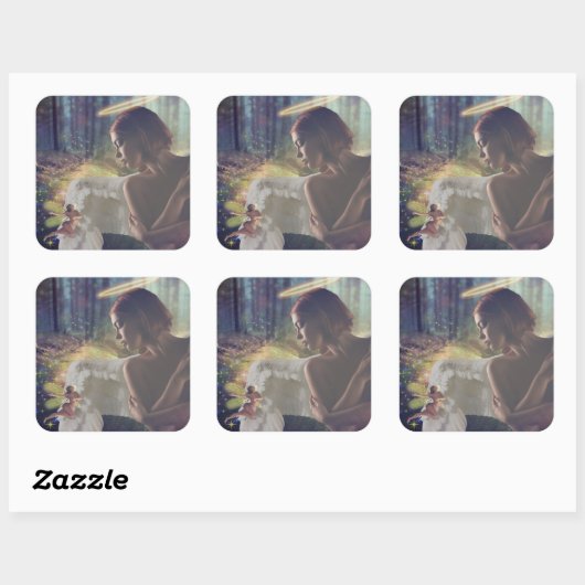 美しいエンジェルと妖精ファンタジーアート スクエアシール (シート)