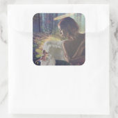 美しいエンジェルと妖精ファンタジーアート スクエアシール (バッグ)