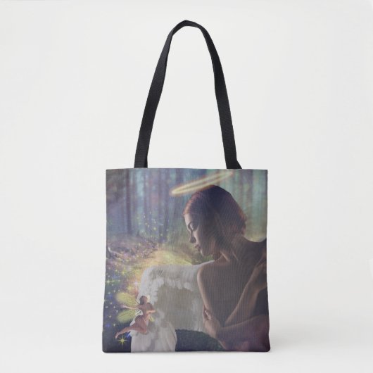 美しいエンジェルと妖精ファンタジーアート トートバッグ (正面)