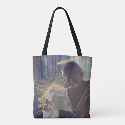 美しいエンジェルと妖精ファンタジーアート トートバッグ (裏面)