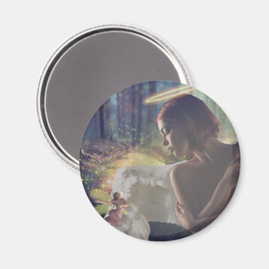 美しいエンジェルと妖精ファンタジーアート マグネット (正面/裏面)