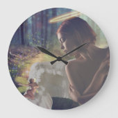 美しいエンジェルと妖精ファンタジーアート ラージ壁時計 (正面)