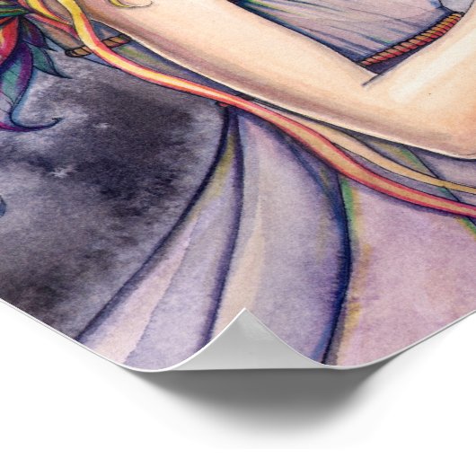 美しいエンジェルフェアリーウォーター色のポスタープリント ポスター (角)