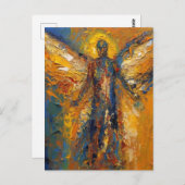 美しいエンジェルブルー金ゴールド ポストカード (正面/裏面)