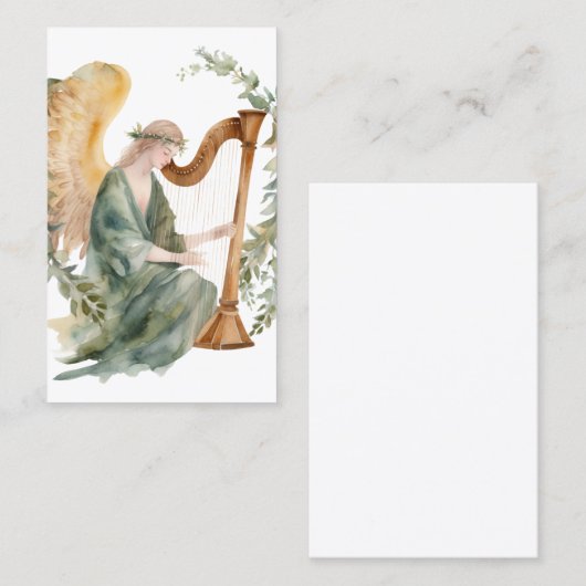 美しいエンジェル遊ズ・ハープ・ウォーター・カラー 名刺 (正面/裏面)