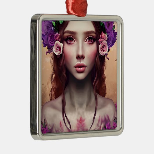 美しいエンチャントレスファンタジーAIアート メタルオーナメント (右)