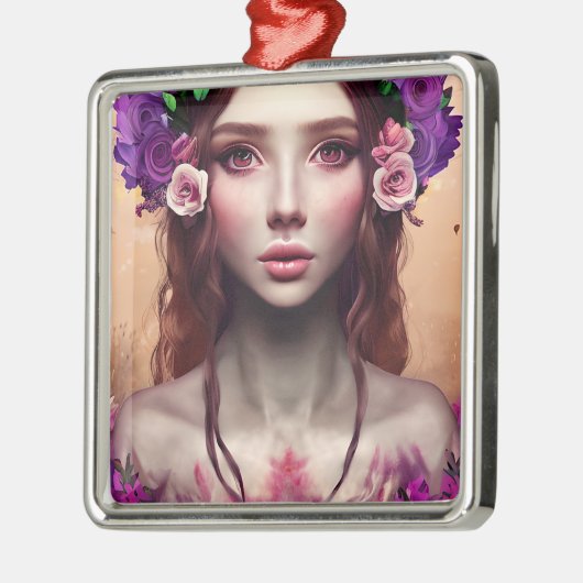 美しいエンチャントレスファンタジーAIアート メタルオーナメント (左)