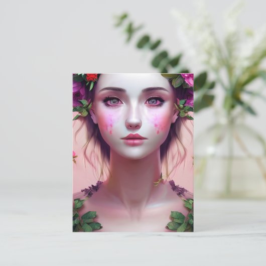 美しいエーテルの女性のファンタジーアート ポストカード (スタンド正面)