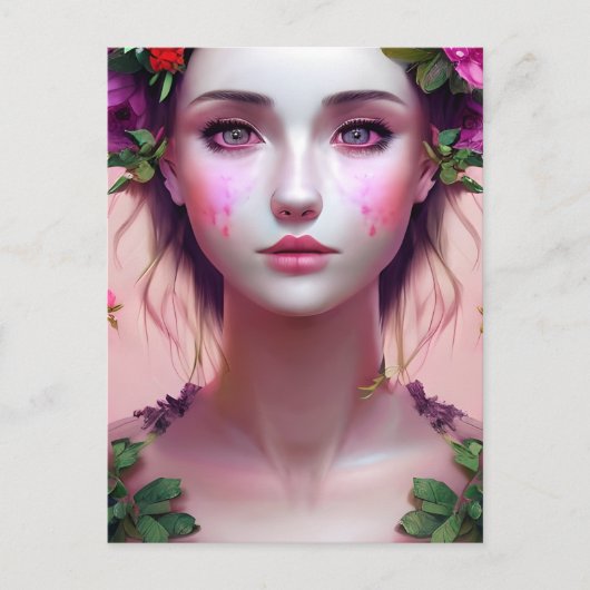 美しいエーテルの女性のファンタジーアート ポストカード (正面)