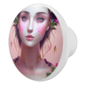 美しいエーテル魅惑の女性ファンタジーアート セラミックノブ (右)