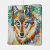 美しいオオカミのオーナメント セラミックオーナメント (左)