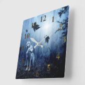 美しいオオカミの魂動物の森 スクエア壁時計 (傾斜)