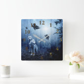 美しいオオカミの魂動物の森 スクエア壁時計 (ホーム)