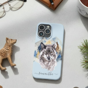 美しいオオカミ頭の水色の森モノグラム iPhone 12 PRO MAX ケース
