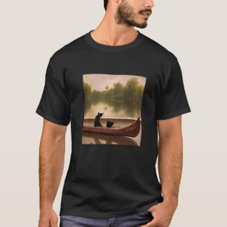美しいオブジェ2匹の猫がボートに乗っ素晴らした Tシャツ