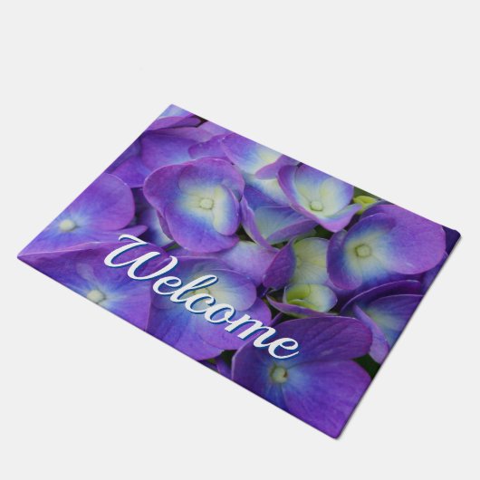 美しいオブブルーアジサイウェルカムドアマット ドアマット (アングル)