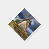 美しいオランダウィンドミルランドスケープ – スケッチ スタンダードカクテルナプキン (角)
