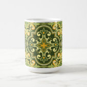 💚💛美しいオリーブと黄色のアズレホス コーヒーマグカップ (中央)