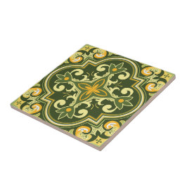 💚💛美しいオリーブと黄色のアズレホス タイル