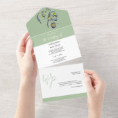 美しいオリーブブランチウォーターカラーアート オールインワン招待状 (貼ってはがせる)