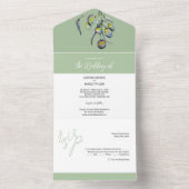 美しいオリーブブランチウォーターカラーアート オールインワン招待状 (内側)