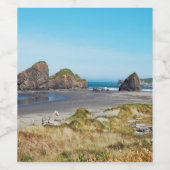 美しいオレゴンの海岸風景 ワインラベル (シングルラベル)