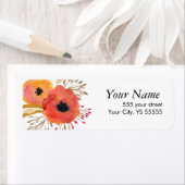 美しいオレンジと赤の水色の花 ラベル (インサイチュ)