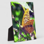 美しいオレンジと黒の斑点のある蝶 フォトプラーク (側面)