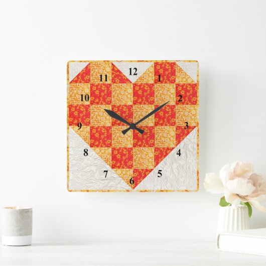 美しいオレンジによってキルトにされる一見 スクエア壁時計 (ホーム)