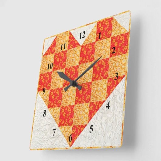 美しいオレンジによってキルトにされる一見 スクエア壁時計 (傾斜)