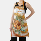 美しいオレンジのスライス松の花束クリスマス エプロン (インサイチュ)