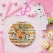 美しいオレンジのスライス松の花束クリスマス ペーパープレート (パーティー)