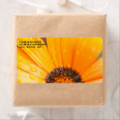 美しいオレンジのデイジーハーフクローズアップ写真 ラベル (インサイチュ)