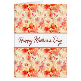 美しいオレンジの花の柄の母の日のカード