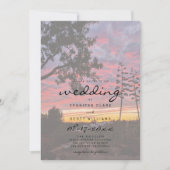 美しいオレンジイエローの夕焼けの田園ウェディング 招待状 (正面)