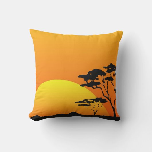 美しいオレンジイエローアフリカサファリサンセット アウトドアクッション (正面)